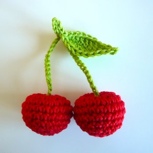 Crocheted cherries