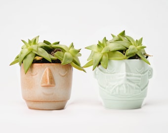 Face Planter, Handmade Ceramic Planter, Succulent Planter