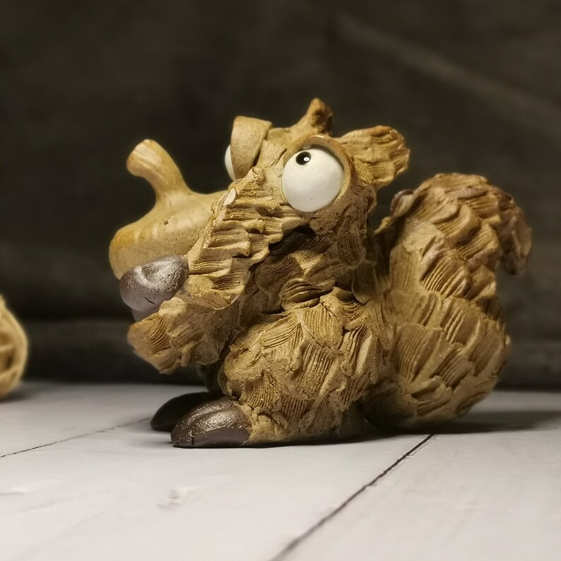 Ceramic Squirrel Figurines Rustic Squirrel Home Decor Cute Etsy