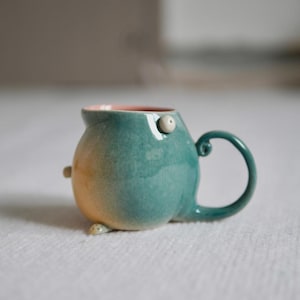 Handmade Ceramic Coffee Mug: Large Porcelain Espresso Cup #01 Milo (Green)