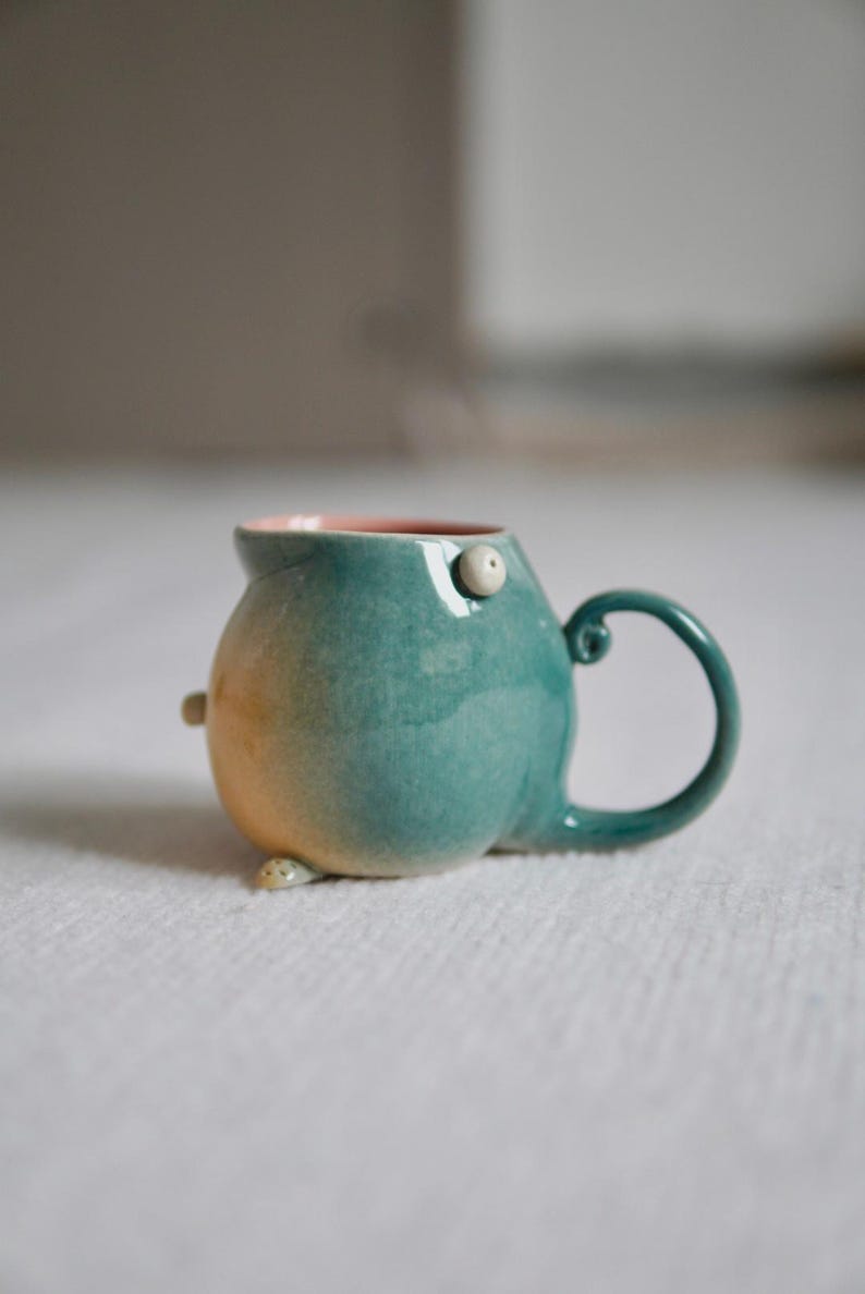 Handmade Ceramic Coffee Mug: Large Porcelain Espresso Cup #01 Milo (Green)