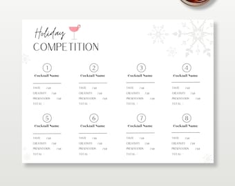 Printable Christmas Cocktail Competition Scorecard