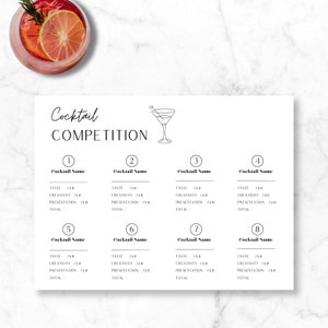 Printable Cocktail Competition Scorecard 画像 1