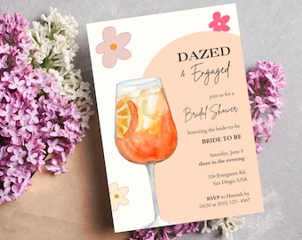 Bridal Shower Invitation Template, Dazed and Engaged, Editable Bridal Shower Invitation Card, Printable, INSTANT Download