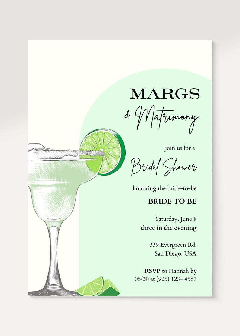 Bridal Shower Invitation Template, Margs and Matrimony, Editable Bridal ...
