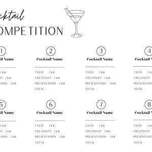 Printable Cocktail Competition Scorecard 画像 2