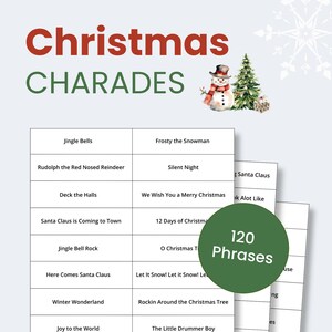 Christmas Charades Game | Kid&#39;s Game | Instant Download | Printable Game | Catch Phrase | Pictionary | 120 Words