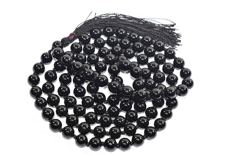 Black Tourmaline Knotted Mala Beads Reiki Healing and Vastu Traditional Knotted 108 Meditation Mala Necklace Yoga Modern Jewelry Minimal