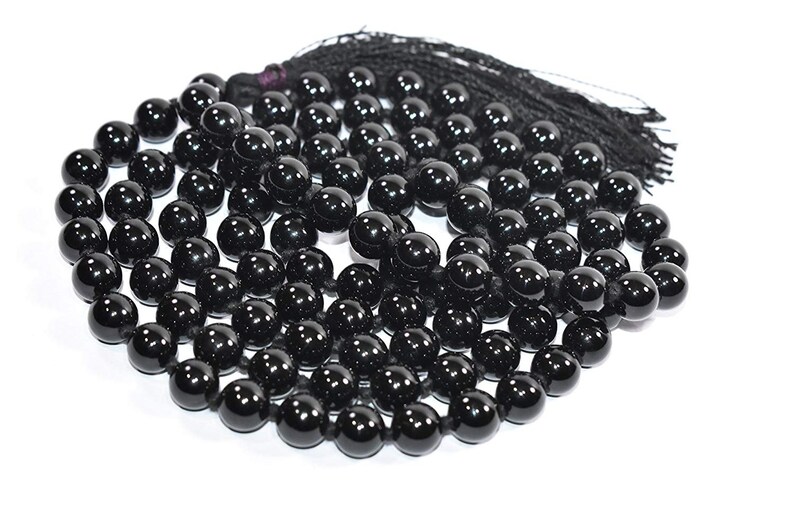 Black Tourmaline Knotted Mala Beads Reiki Healing and Vastu Traditional Knotted 108 Meditation Mala Necklace Yoga Modern Jewelry Minimal