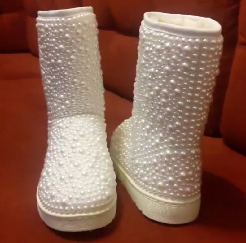 chunky boots with pearls