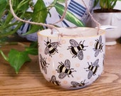 Sass Belle Busy Bees Hanging Planter Plant Pot Flower Pot - 11.5cm - perfect for small houseplants