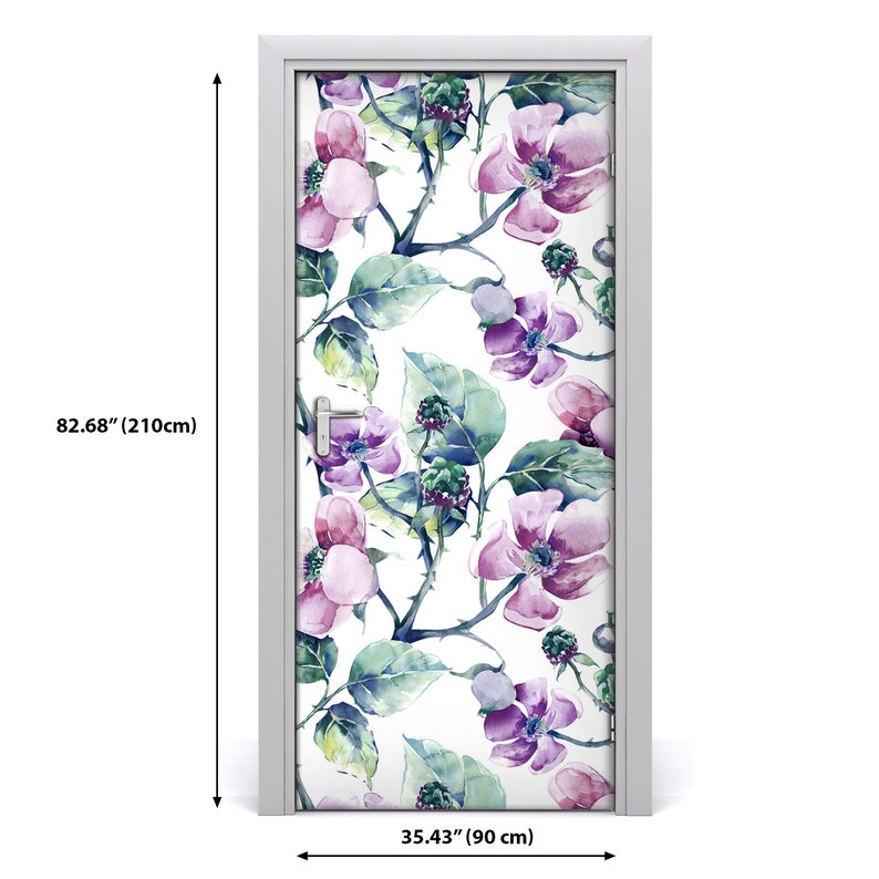 3D Home Art Door Self Adhesive Removable Sticker Flowers Blackberry flowers DS/_1623