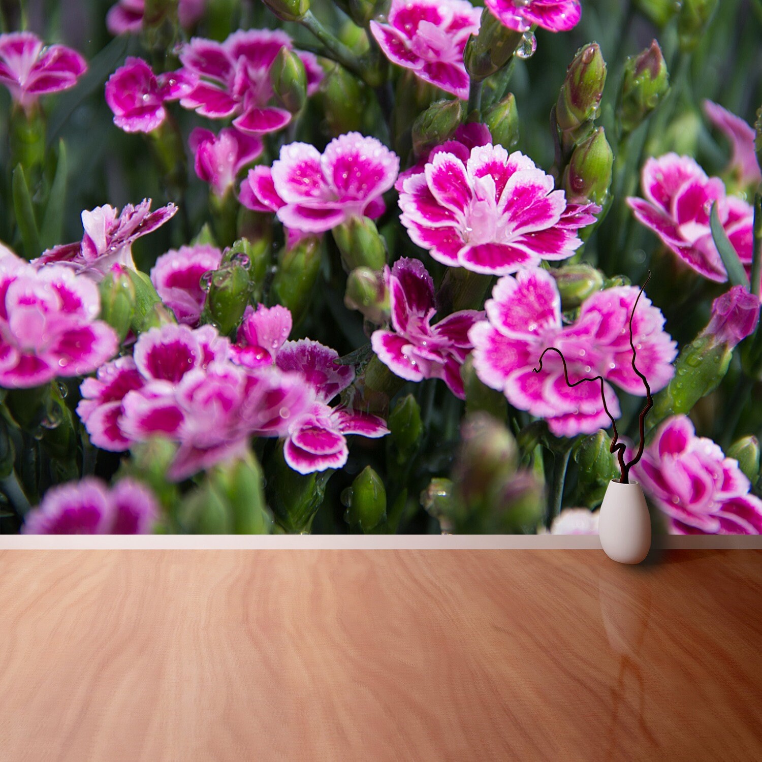 Pink Flowers Vinyl or Selfadhesive Photo Mural Wallpaper Etsy UK
