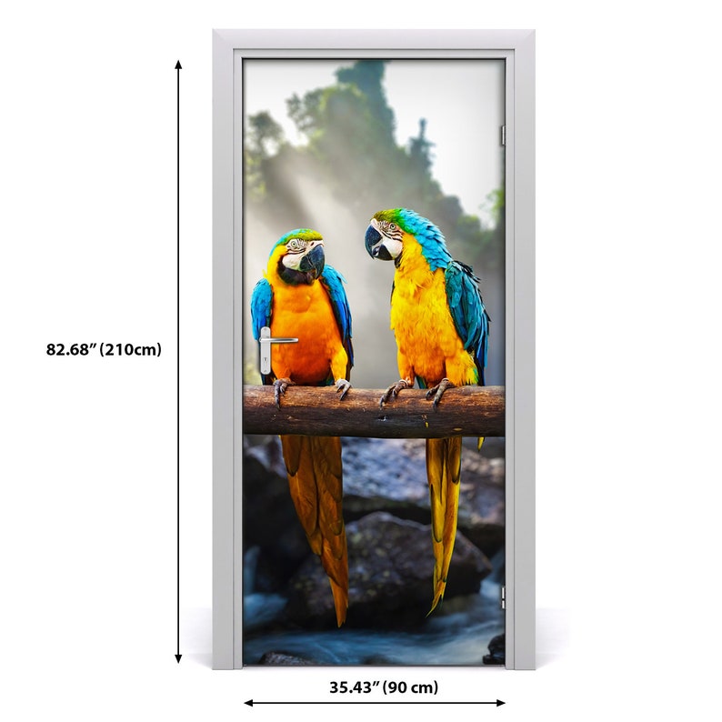 Removable Home Decor Door Sticker Self Adhesive Decal Animals Macaw parrots DS/_1958