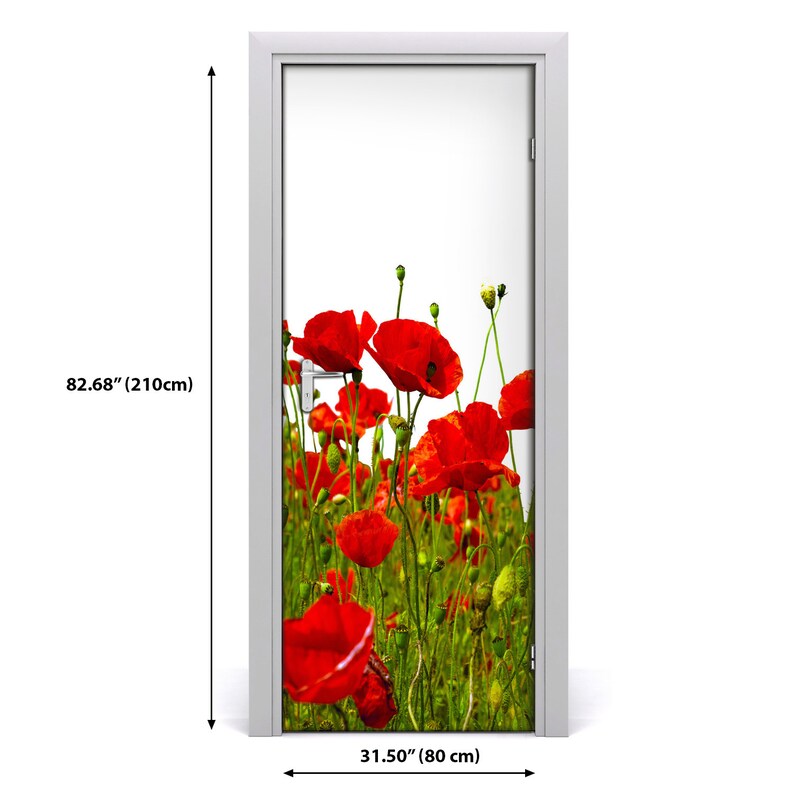 3D Home Art Door Self Adhesive Removable Sticker Flowers Field of poppies DS/_1728