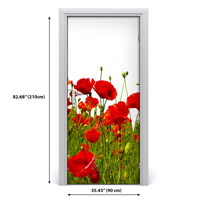 3D Home Art Door Self Adhesive Removable Sticker Flowers Field of poppies  DS/_1728