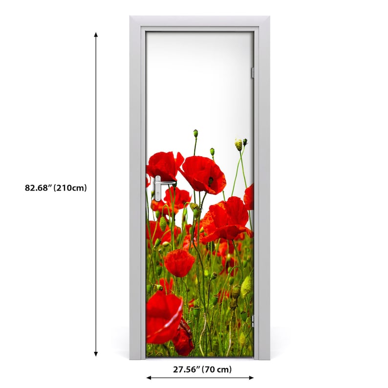 3D Home Art Door Self Adhesive Removable Sticker Flowers Field of poppies DS/_1728