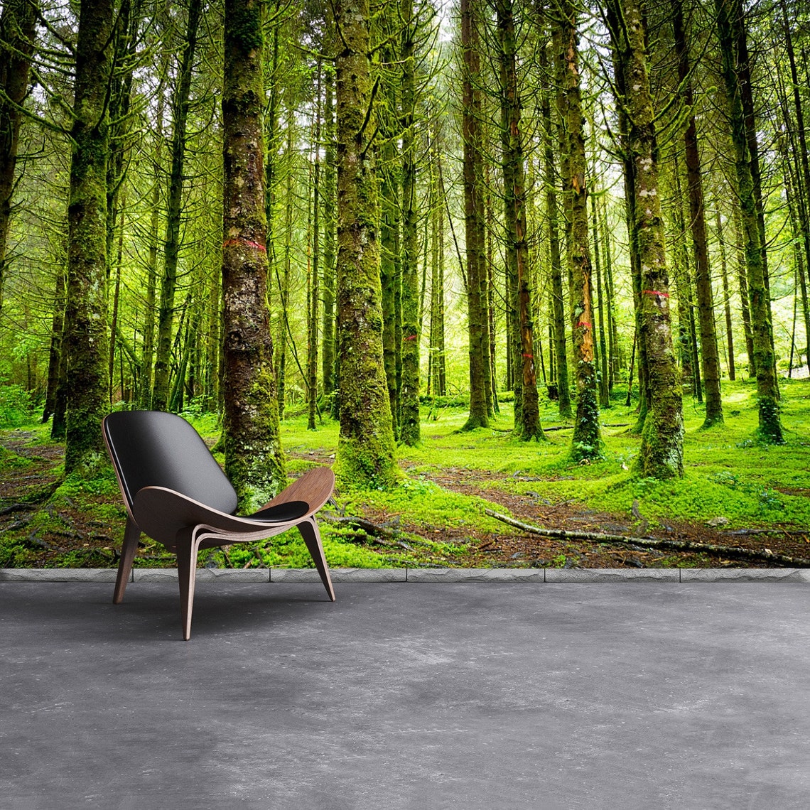 Trees Repositionable Wall Mural Wallcovering Trees in Green Etsy