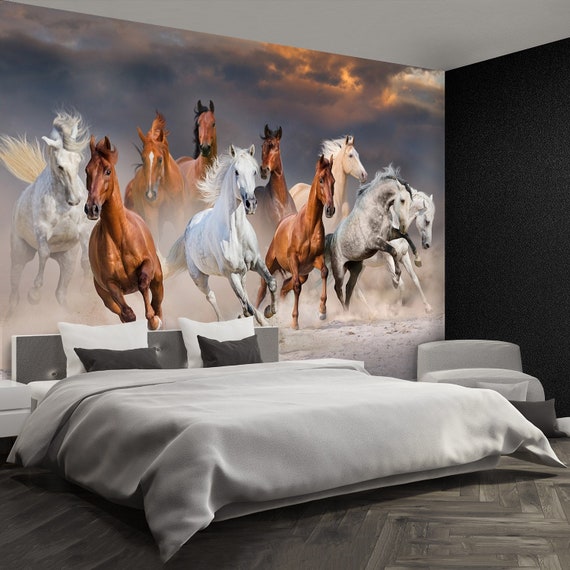 Horses Temporary or Traditional Wall Mural Wallpaper Horse - Etsy Australia