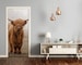 Bubble Free Door wrap , Home Decoration ,Self Adhesive Animals Highland cow  DS_1974 