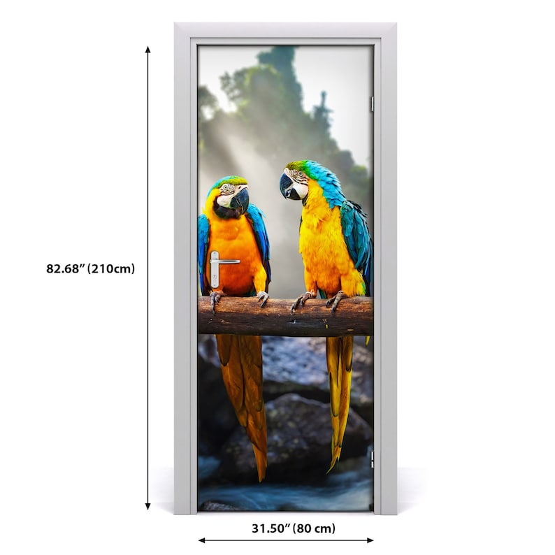 Removable Home Decor Door Sticker Self Adhesive Decal Animals Macaw parrots DS/_1958