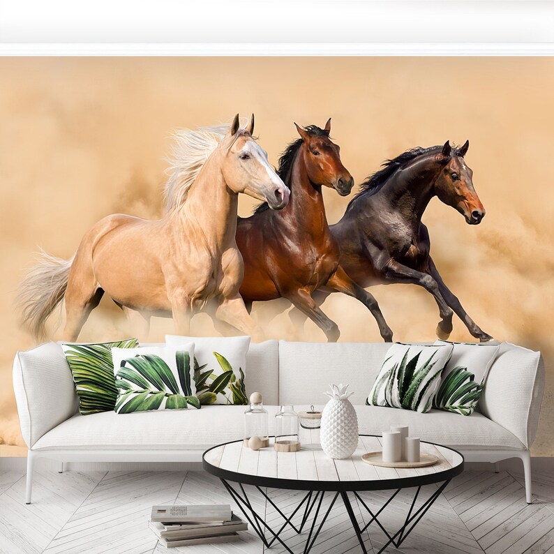 Galloping horses peel&stick or non-woven photo wallpaper | Etsy