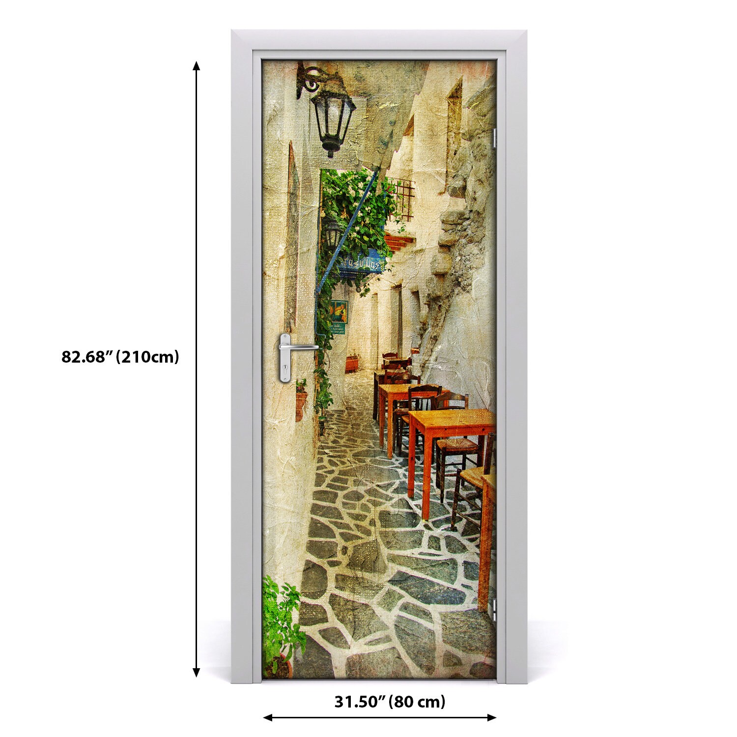 Greek Sticker Buildings Architecture Greek Taverns Self Adhesive Door Sticker Designed & Sold ...