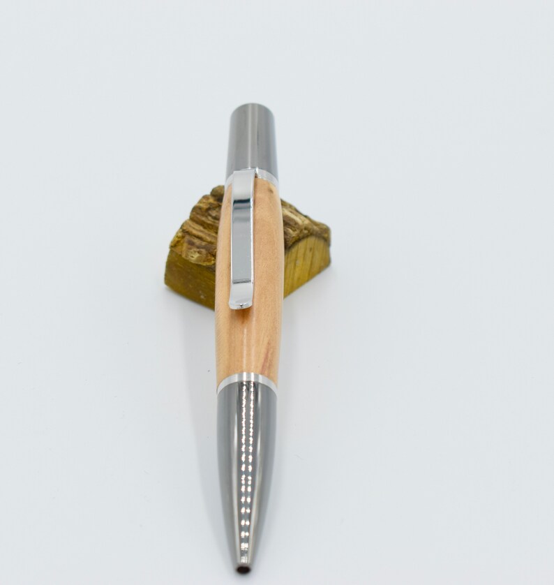 Hand Turned Twist Plum Tree Ball Point Pen