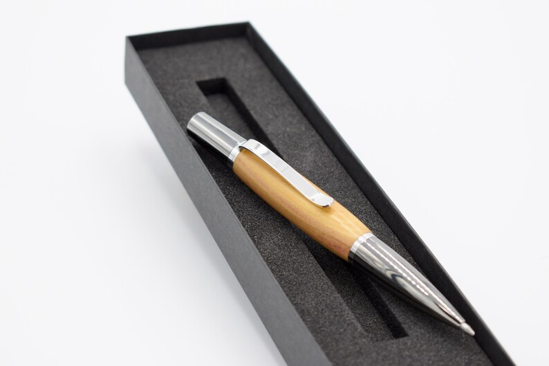 Hand Turned Twist Plum Tree Ball Point Pen