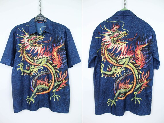 Hawaiian Japanese Dragon Graphics Polyester Oversi