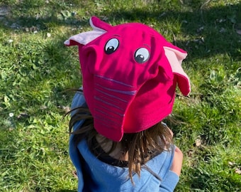 Gorro bufanda elefante Luanimals algodón motivo animal rosa gris