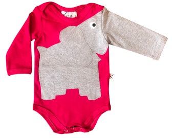 SET Elephant Luanimals baby body pink cotton