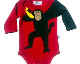 Monkey Baby Body Luanimals red brown cotton jersey