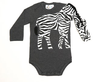 Baby Body Zebra Luanimals algodón rayas blanco y negro