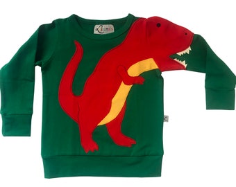 Sweater Dino Luanimals green orange cotton