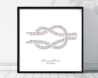 Tekst piosenki ślubna przysięga wydruk pierwszy taniec piosenka nieskończoność projekt unikalna sztuka ścienna 1 rocznica papier prezent dla męża żony Walentynki