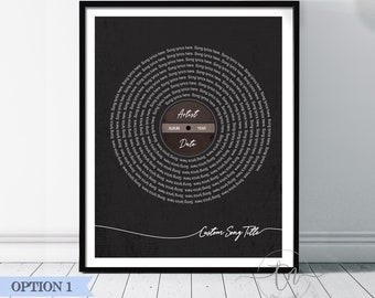 Spersonalizowany tekst piosenki, wydruk płyty, spersonalizowany prezent muzyczny na pierwszy taniec, urodziny, rocznicę, prezent dla mężczyzny, męża, ojca, wyjątkowa sztuka ścienna