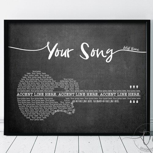Custom Song Lyrics Wall Art Custom Lyrics Printable Poster Etsy