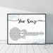 Personalized Song Lyrics Guitar digital Print, Music Gift First Dance, Word Wall Art Anniversary Present for Husband Father Printable Poster 