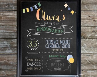 First day of school sign, personalized chalkboard DIGITAL print file, back to school photo prop,