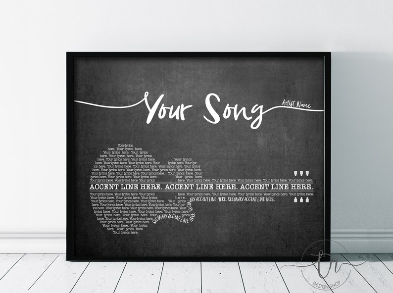 Personalized Song Lyrics Guitar Print, Custom Music Gift First Dance, Wall Art Anniversary Present for Husband Father Printable Poster 