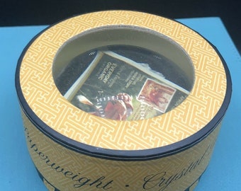 Punch Studio Crystal Paperweight Janes Farm Magazine With Box - Made in France