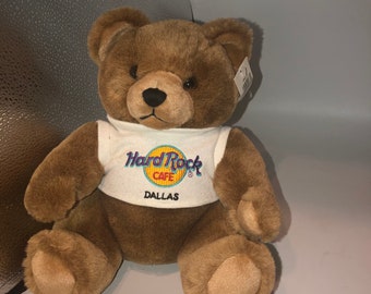 Vintage hard rock Café destinations teddy bear Dallas Texas