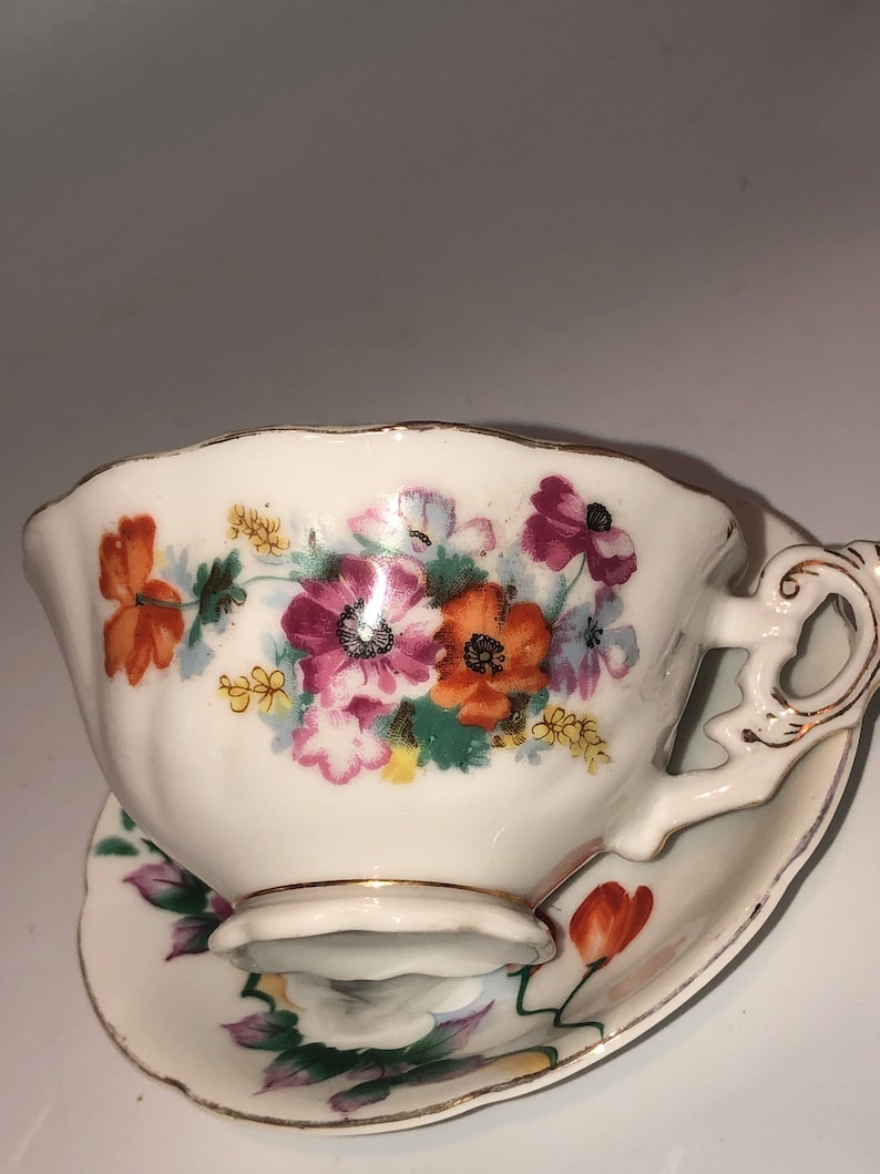 Vintage Occupied Japan Cup and Saucer Flowers Etsy