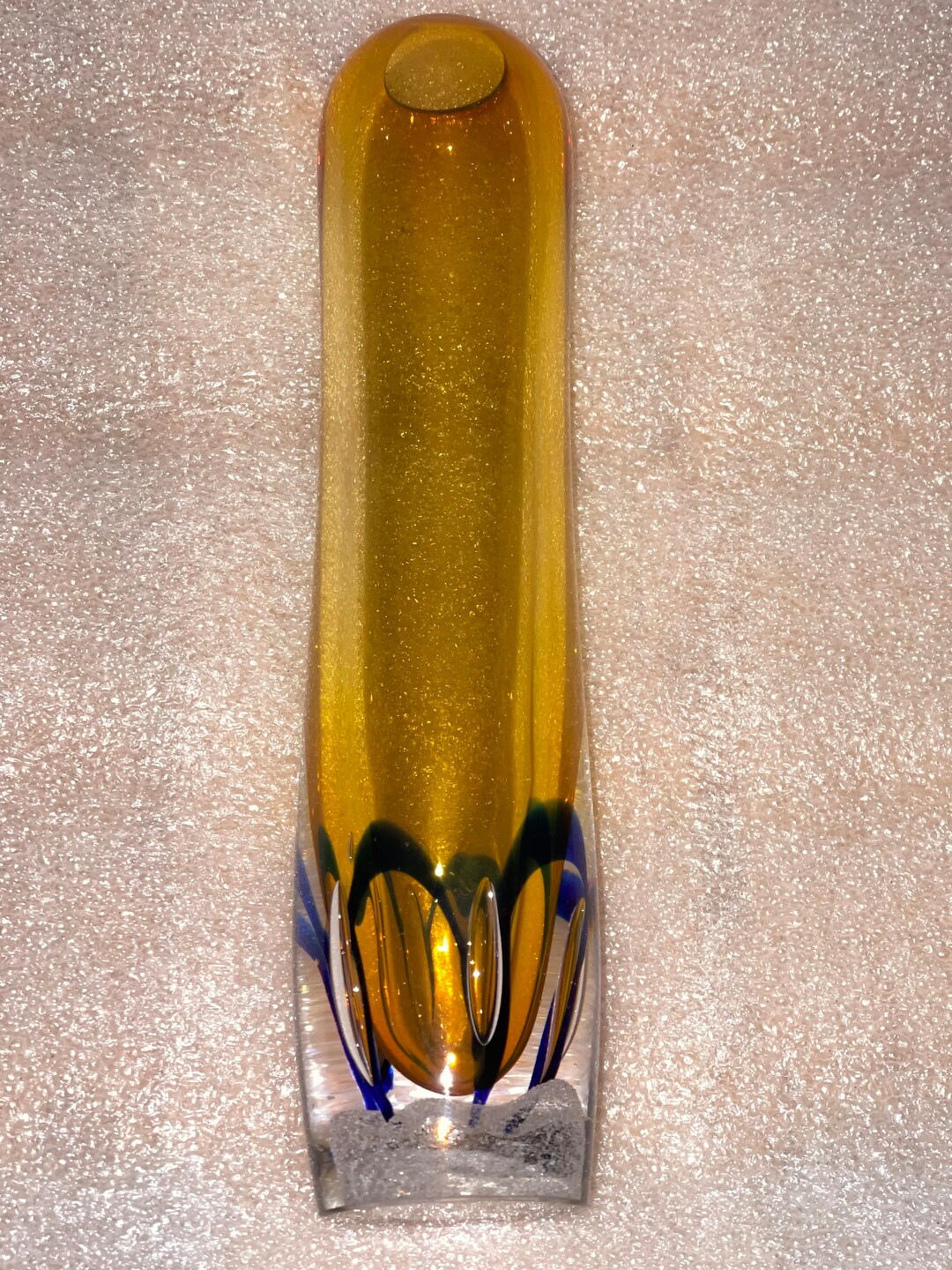 Signed Adam Jablonski Amber Colored Vase Art Glass Etsy