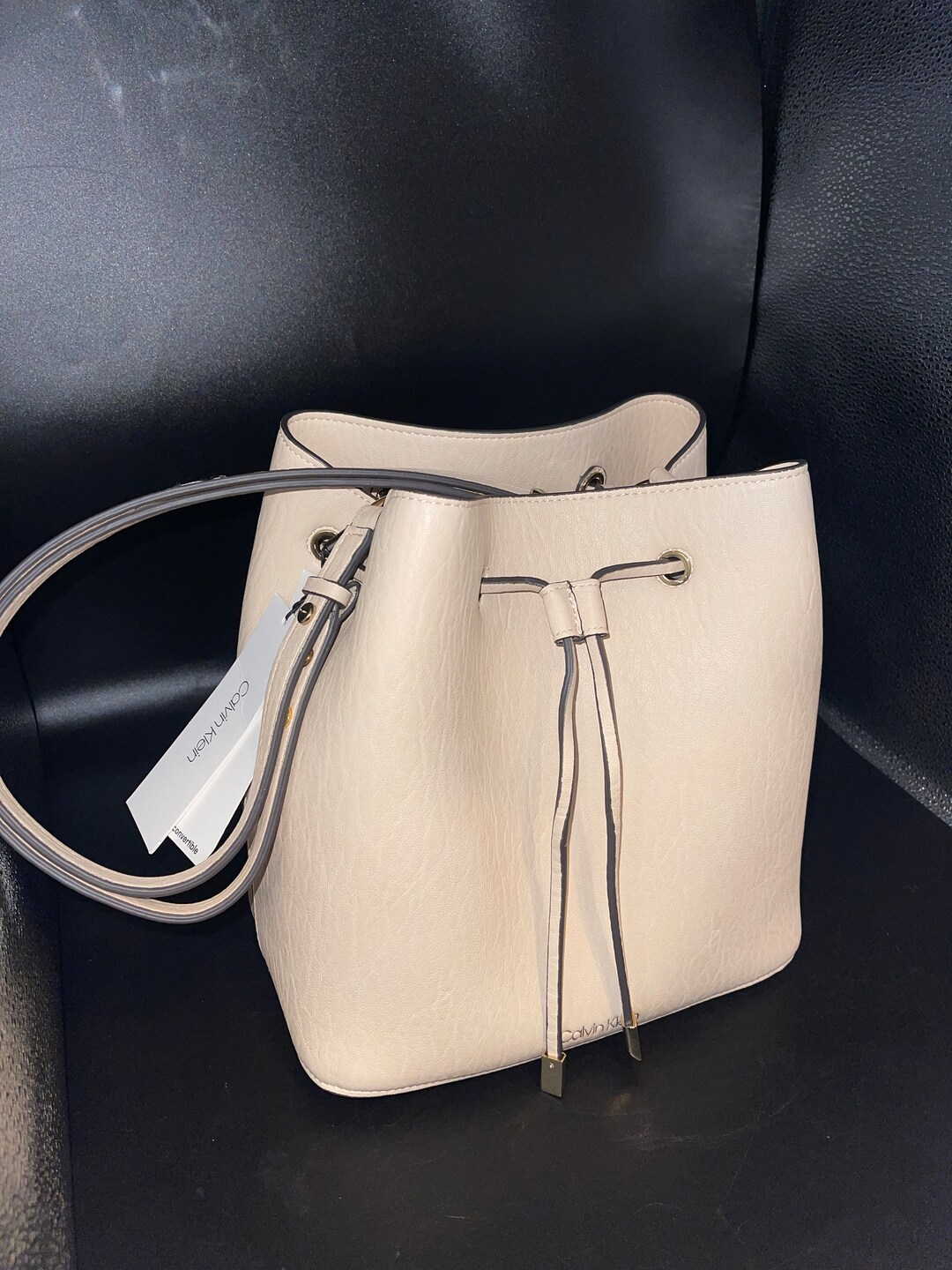 New Calvin Klein Gabrianna Novelty Bucket Shoulder Bag Beige Etsy