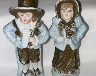 Antique Flatback Figurines 19th Century Couple