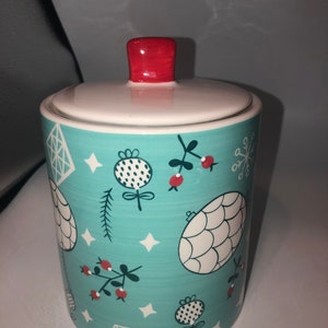 Tabletops unlimited ceramic seal tight canister winter wonderland