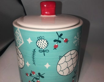 Tabletops unlimited ceramic seal tight canister winter wonderland