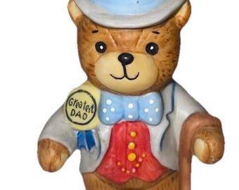 Lucy & Me Teddy Bear Greatest Dad Ceramic Enesco Figurine